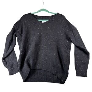 Old Navy Womens Medium Speckled V Neck Knit Pullover Sweater Black Casual